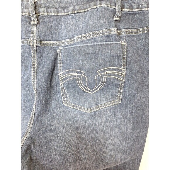 Cato Woman 22W Distressed Destroyed Jeans Pockets Logo Stretch Straight Leg Blue - Picture 8 of 11